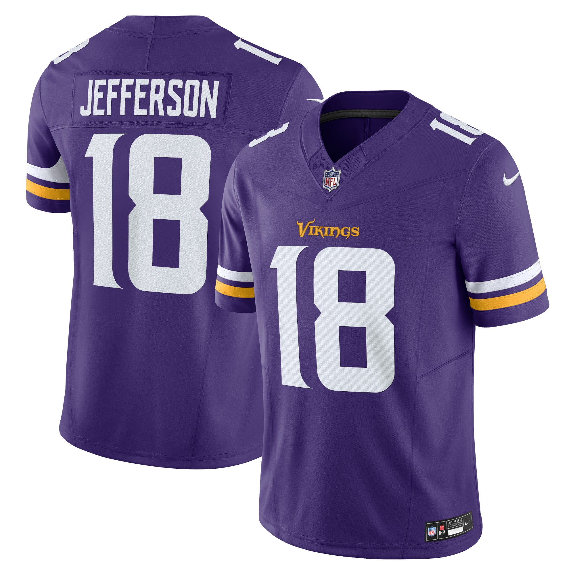 Justin Jefferson Minnesota Vikings Nike Alternate Vapor F.U.S.E. Limited Jersey - White/Purple - Image 5