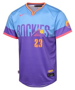 Alternative view of Kris Bryant Colorado Rockies Nike Youth 2025 City Connect Limited Player Jersey - Purple/Light Blue