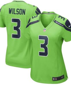 Russell Wilson Seattle Seahawks Nike Women's Alternate Game Jersey - Neon Green/Navy