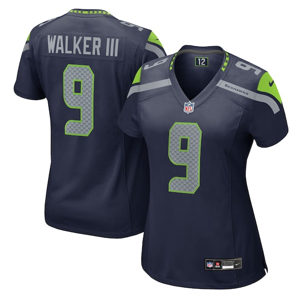 Kenneth Walker III Seattle Seahawks Nike Women's Team Game Jersey - College Navy/Neon Green - Image 3