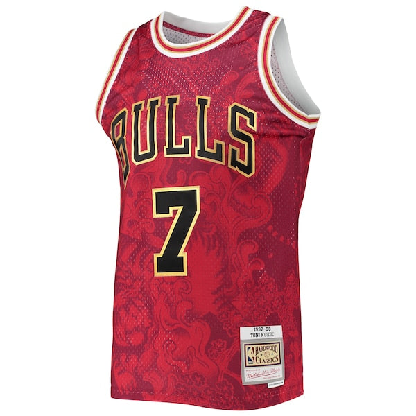 Toni Kukoc Chicago Bulls Hardwood Classics 1997/98 Lunar New Year Swingman Jersey - Red - Image 2