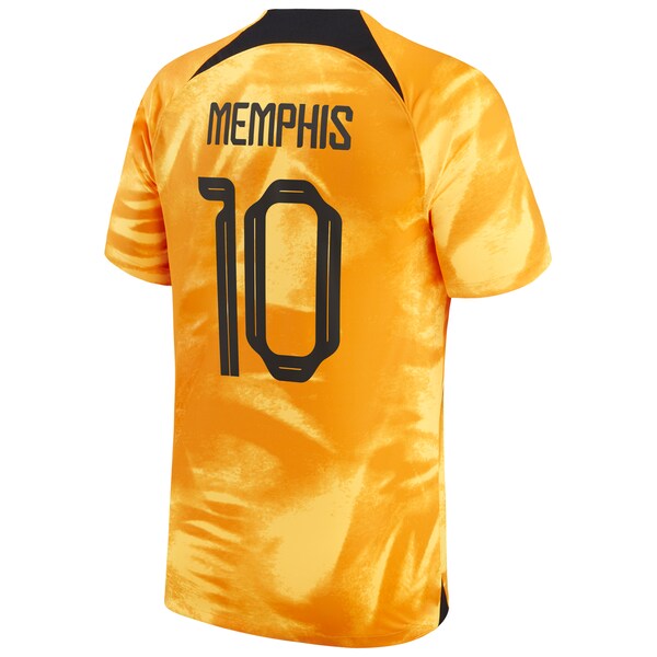 Memphis Depay Netherlands National Team Nike 2022/23 Home Breathe Stadium Replica Player Jersey - Orange - Image 3