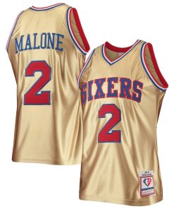 Moses Malone Philadelphia 76ers 75th Anniversary 1982/83 Hardwood Classics Swingman Jersey - Gold