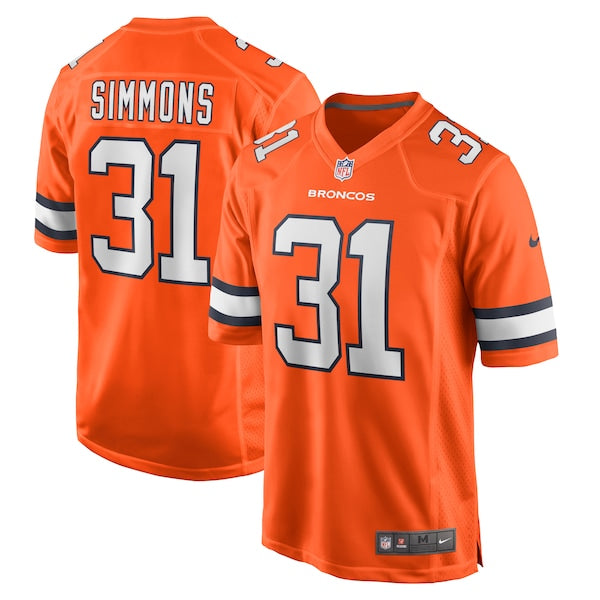 Justin Simmons Denver Broncos Nike Alternate Game Jersey - Orange/Navy - Image 2
