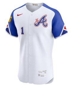Alternative view of Ozzie Albies Atlanta Braves Nike City Connect Elite Jersey - White