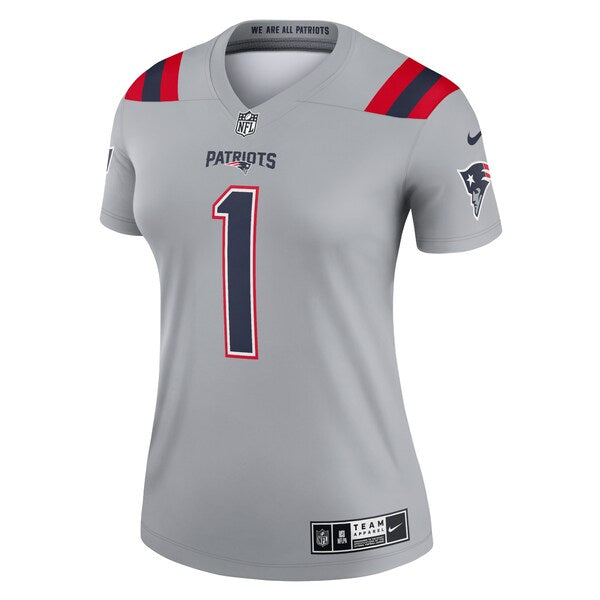 Cam Newton New England Patriots Nike Women's Inverted Legend Jersey - Gray - Image 2