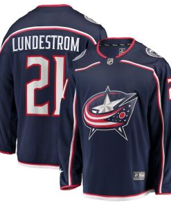 Isac Lundestrom Columbus Blue Jackets  Home Breakaway Jersey - Navy