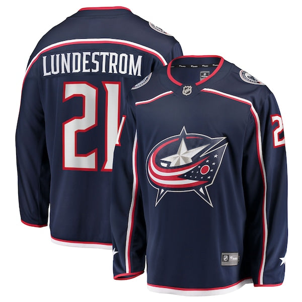 Isac Lundestrom Columbus Blue Jackets Home Breakaway Jersey - Navy
