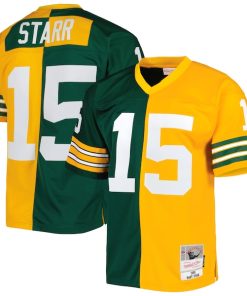 Bart Starr Green Bay Packers 1969 Split Legacy Replica Jersey - Green/Gold