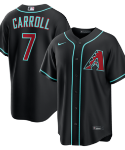 Alternative view of Corbin Carroll Arizona Diamondbacks Nike Alternate Replica Jersey - Black/Crimson/Gray