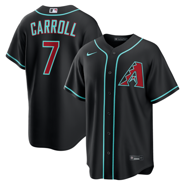 Corbin Carroll Arizona Diamondbacks Nike Alternate Replica Jersey - Black/Crimson/Gray - Image 2