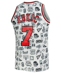 Alternative view of Toni Kukoc Chicago Bulls 1997/98 Hardwood Classics Doodle Swingman Jersey - White