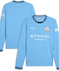 Manchester City Puma 2024/25 Home Replica Long Sleeve Jersey - Light Blue
