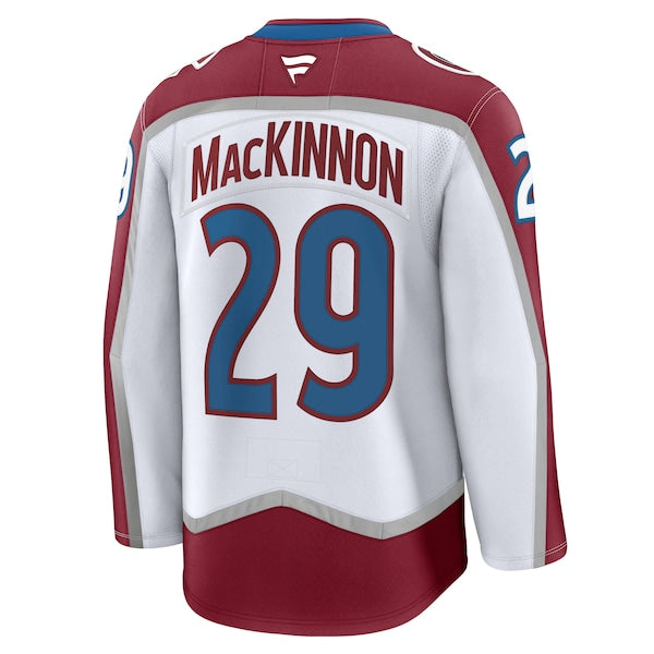 Nathan MacKinnon Colorado Avalanche Away Premium Jersey - White/Navy/Burgundy - Image 3