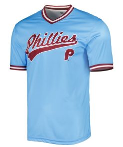 Alternative view of Philadelphia Phillies Stitches Cooperstown Collection Team Jersey - Light Blue