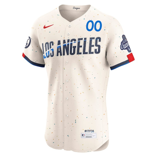 Los Angeles Dodgers Nike 2025 World Series Champions City Connect Elite Custom Jersey - Cream/Royal - Image 3