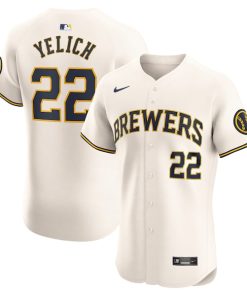 Christian Yelich Milwaukee Brewers Nike Home Elite Player Jersey - Cream
