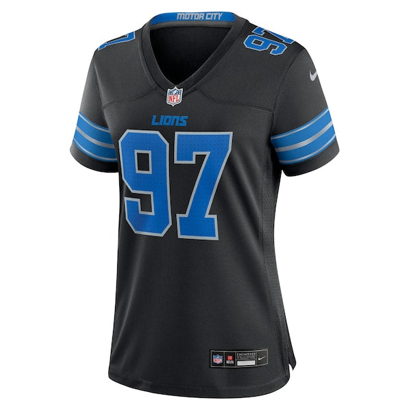 Aidan Hutchinson Detroit Lions Nike Women's 2nd Alternate Game Jersey - Black/Blue/White - Image 3