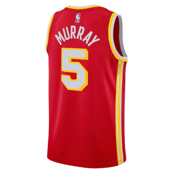 Dejounte Murray Atlanta Hawks Nike Unisex Swingman Jersey - Icon Edition - Red - Image 3