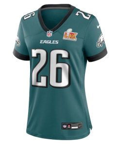 Alternative view of Saquon Barkley Philadelphia Eagles Nike Women's Super Bowl LIX Game Player Jersey - Midnight Green