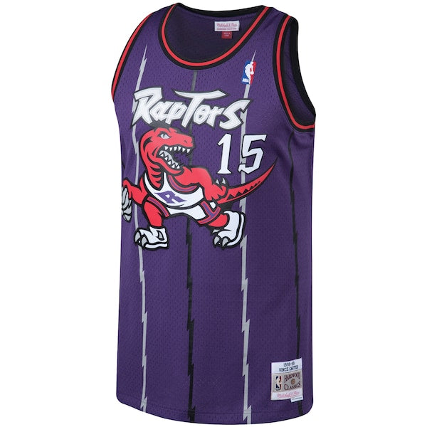 Vince Carter Toronto Raptors 1998/99 Big & Tall Hardwood Classics Swingman Jersey - Purple/White - Image 3