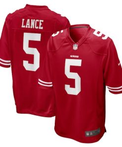 Alternative view of Trey Lance San Francisco 49ers Nike Game Jersey - Scarlet/Red
