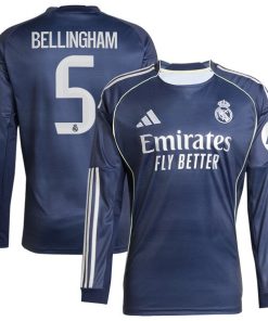 Alternative view of Jude Bellingham Los Merengues 2025/26 Away Long Sleeve Replica Jersey - Blue/White