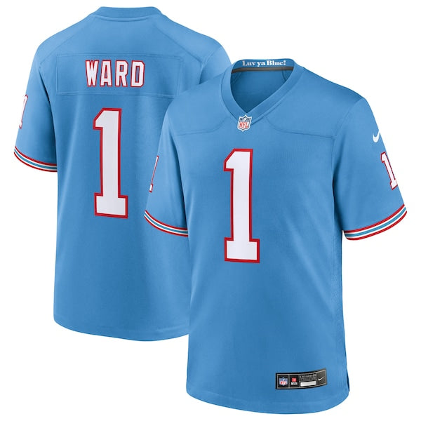 Cameron Ward Tennessee Titans Nike 2025 NFL Draft First Round Pick 2nd Game Jersey - Light Blue/Navy/White - Image 2