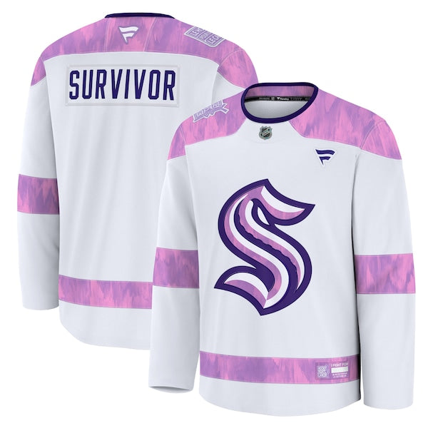 Seattle Kraken Hockey Fights Cancer Practice Jersey - White
