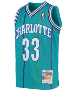 Alternative view of Alonzo Mourning Charlotte Hornets Youth 1992/93 Hardwood Classics Swingman Jersey - Teal