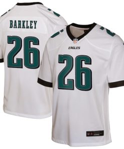 Alternative view of Saquon Barkley Philadelphia Eagles Nike Youth Game Jersey - White/Green/Black/Kelly Green