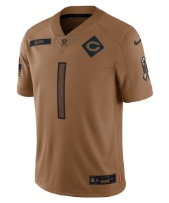 Alternative view of Justin Fields Chicago Bears Nike 2023 Salute To Service Limited Jersey - Brown