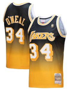 Shaquille O'Neal Los Angeles Lakers 1996/97 Hardwood Classics Fadeaway Swingman Player Jersey - Gold/Black