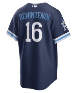 Alternative view of Andrew Benintendi Kansas City Royals Nike 2022 City Connect Replica Player Jersey - Navy