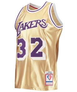 Alternative view of Magic Johnson Los Angeles Lakers 75th Anniversary 1984/85 Hardwood Classics Swingman Jersey - Gold