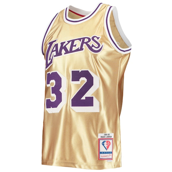 Magic Johnson Los Angeles Lakers 75th Anniversary 1984/85 Hardwood Classics Swingman Jersey - Gold - Image 2