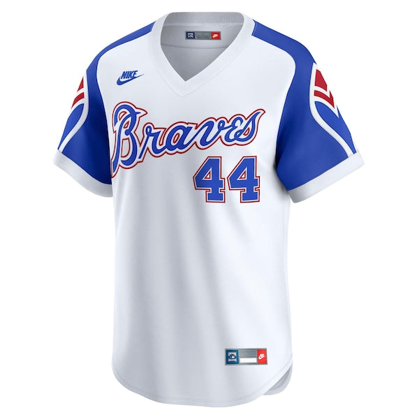 Hank Aaron Atlanta Braves Nike Throwback Cooperstown Collection Limited Jersey - White - Image 2