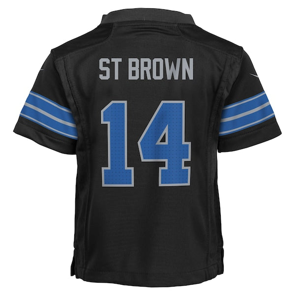 Amon-Ra St. Brown Detroit Lions Nike Preschool Alternate Player Game Jersey - Black - Image 3