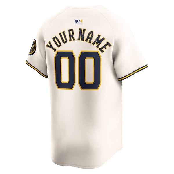 Milwaukee Brewers Nike Youth Home Limited Custom Jersey - Cream - Image 3