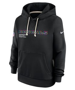 Alternative view of Cincinnati Bengals Nike Women's 2025 NFL Crucial Catch Sideline Standard Issue Dri-FIT Hoodie - Black