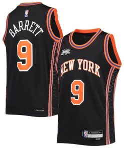RJ Barrett New York Knicks Nike Youth 2021/22 Swingman Jersey - City Edition - Black