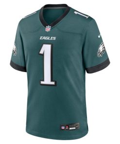 Alternative view of Number 1 Groom Philadelphia Eagles Nike Game Jersey - Midnight Green