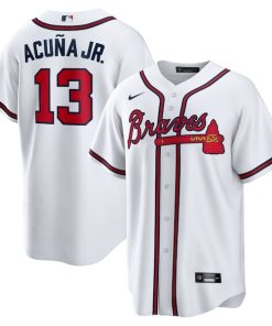 Alternative view of Ronald Acuna Jr. Atlanta Braves Nike Home Replica Player Name Jersey - White/Navy