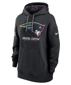 Alternative view of New England Patriots Nike Women's 2024 NFL Crucial Catch Club Pullover Hoodie - Black