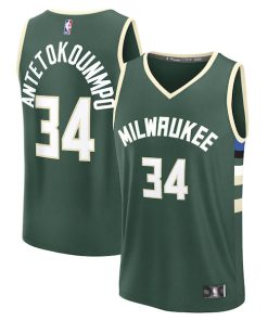 Giannis Antetokounmpo Milwaukee Bucks  Youth Fast Break Replica Player Jersey - Icon Edition - Hunter Green