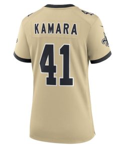 Alternative view of Alvin Kamara New Orleans Saints Nike Women's Gameday Golds Alternate Game Player Jersey - Gold/Black/White