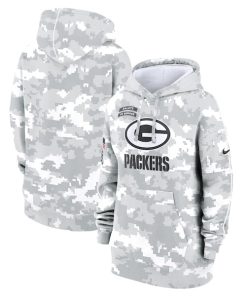 Green Bay Packers Nike Women's 2024 Salute To Service Club Fleece Pullover Hoodie - Arctic Camo