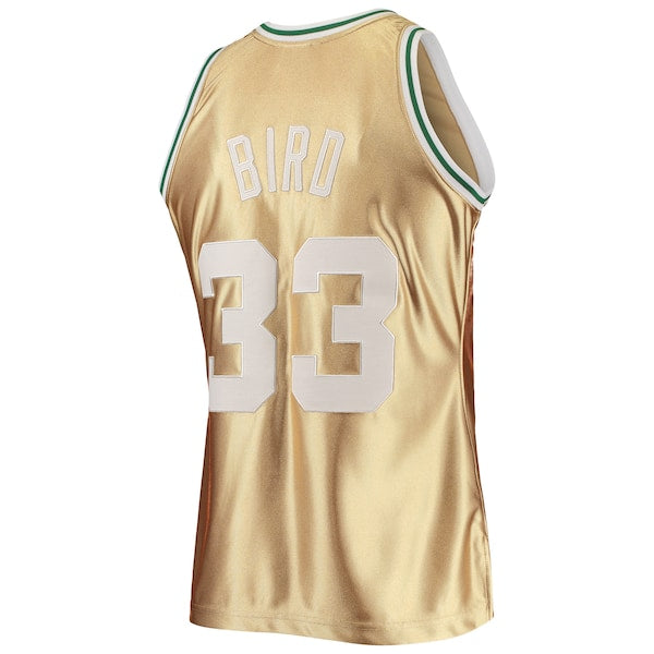 Larry Bird Boston Celtics 75th Anniversary 1985/86 Hardwood Classics Swingman Jersey - Gold - Image 3