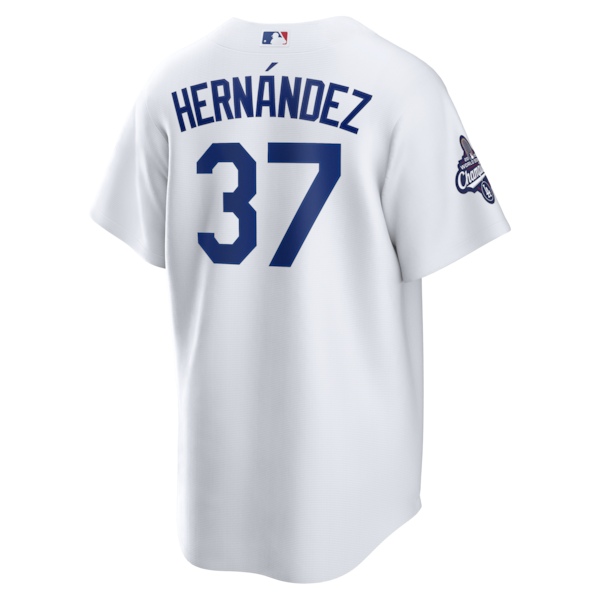 Teoscar Hern¨¢ndez Los Angeles Dodgers Nike 2025 World Series Champions Home Replica Jersey - White - Image 4
