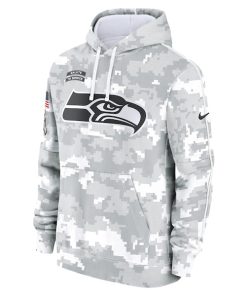 Alternative view of Seattle Seahawks Nike 2024 Salute to Service Club Fleece Pullover Hoodie - Arctic Camo